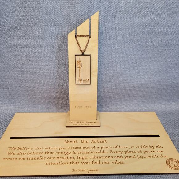 NWT Arrow Copper Wood Pendant Necklace USA Handcrafted Statement Peace Jewelry - Picture 3 of 12